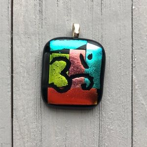Om Etched Dichroic Pendant, Dichroic Necklace